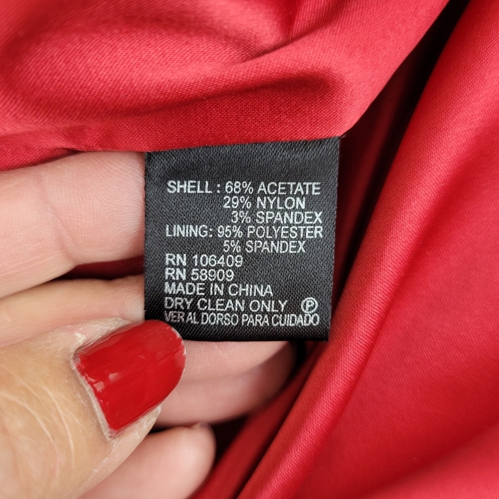 Antonio Melani red satin fitted dress cap sleeves square neckline fancy NWT 8 - Picture 10 of 11